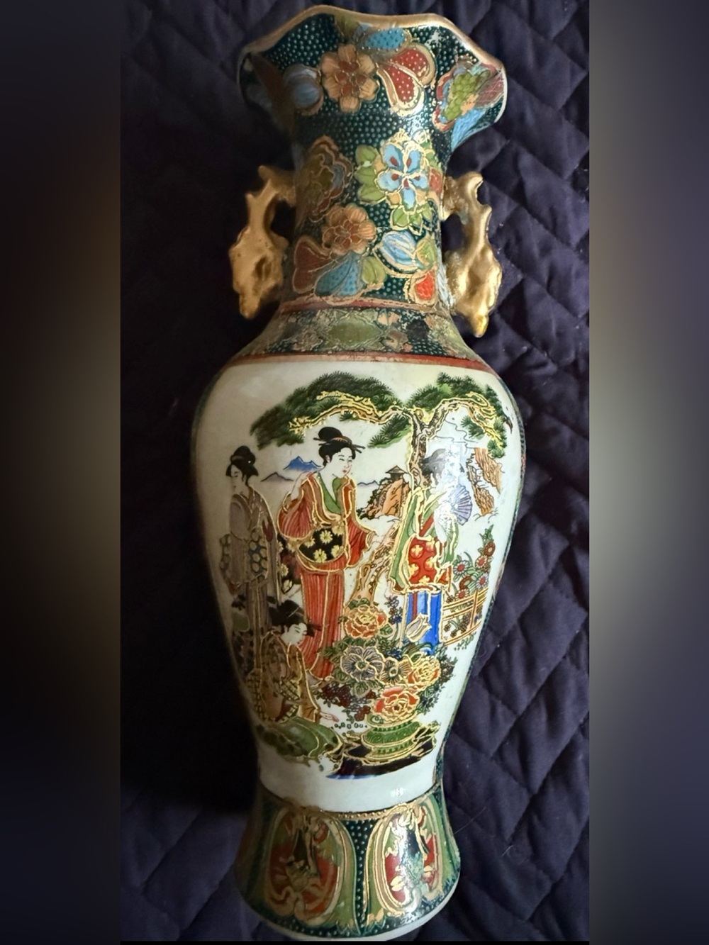 Japanese Satsuma-style porcelain vase Oriental Furniture Warehouse